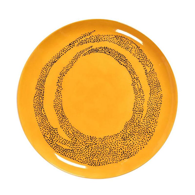 Ottolenghi Feast Plate L Sunny Yellow Swirl Dots Black Set Of 2 image number 0